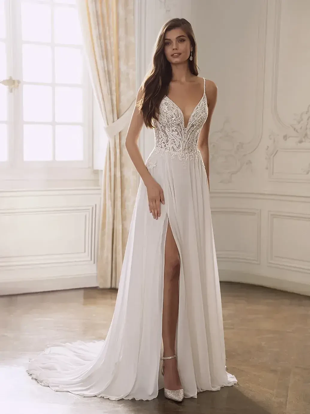 Model wearing a gown by Etoile