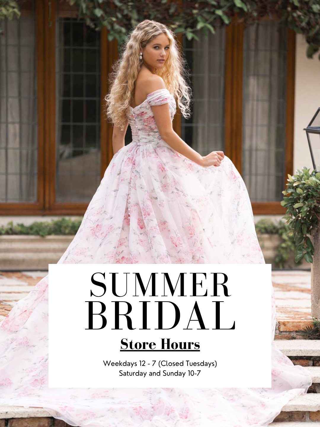 Models wearing bridal dresses, summer bridal mobile banner