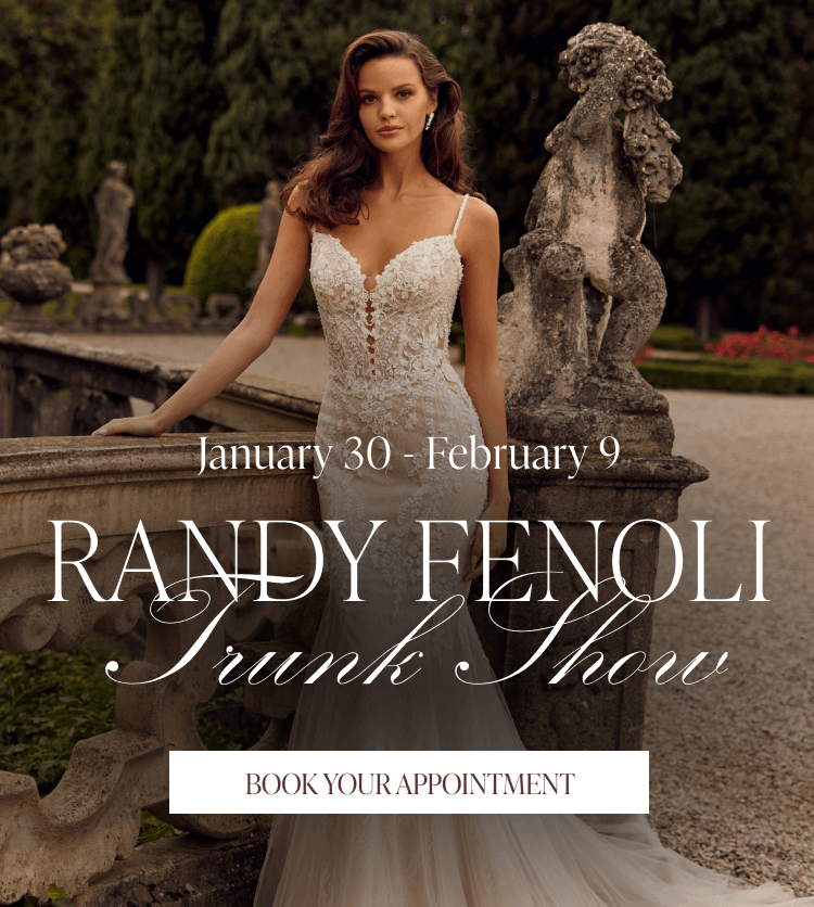Models wearing Randy Fenoli bridal gowns, Randy Fenoli Trunk Show desktop banner