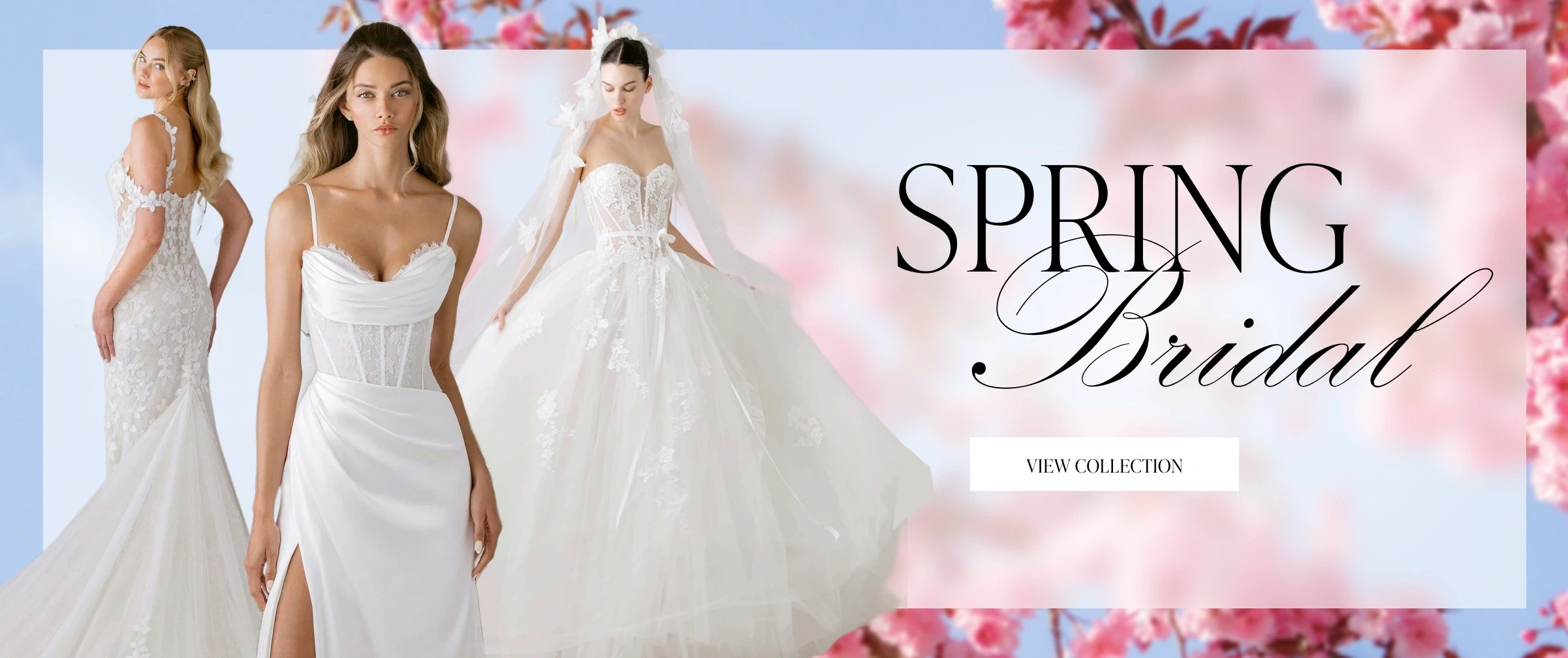 Models wearing Morilee bridal dress, desktop banner