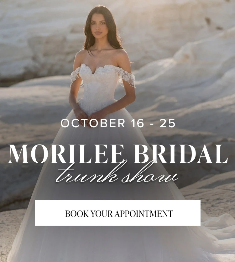 Models wearing Morilee Bridal gowns, Morilee Trunk Show mobile banner