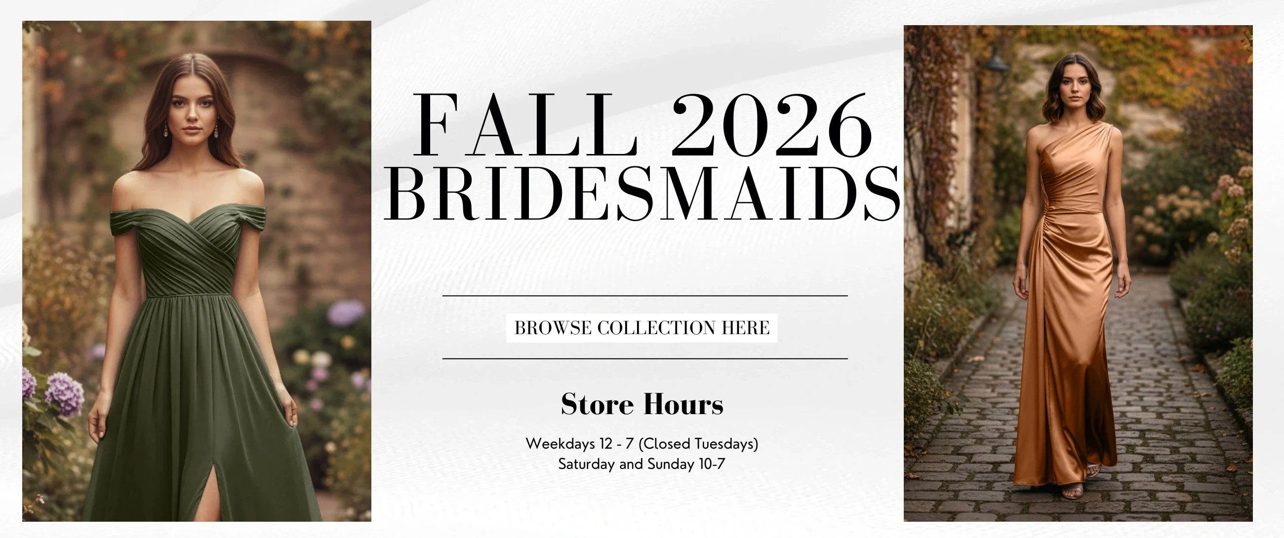 models wearing bridesmaids dresses, fall 2026 desktop banner